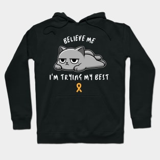 Multiple Sclerosis Warrior Cat With Awareness Ribbon Hoodie